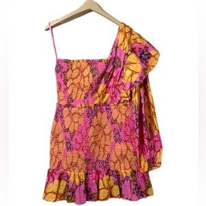 NWT Farm Rio Flowers Garden One Shoulder Mini Dress Size XL